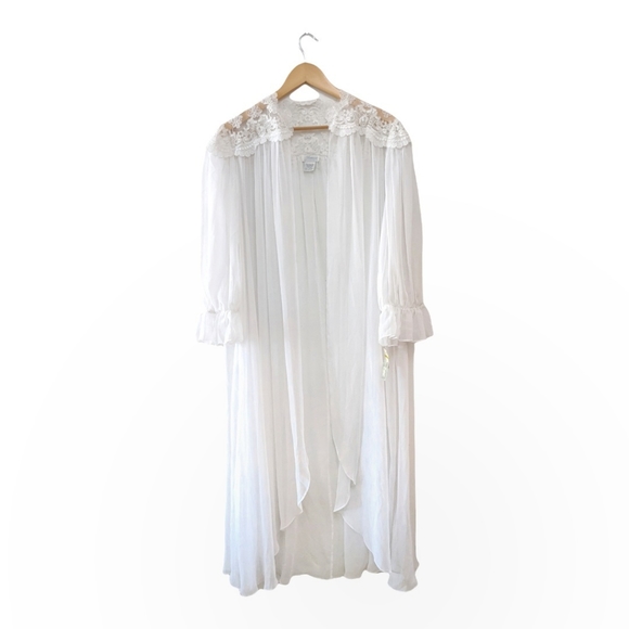 Fantasies By Morgan Taylor Intimate Sheer Robe in White, M - Picture 10 of 12